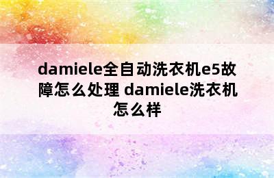 damiele全自动洗衣机e5故障怎么处理 damiele洗衣机怎么样